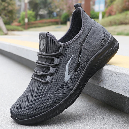 Men's Fashionable Solid Woven Knitted Running Shoes - Lightweight, Breathable, Non-Slip - Perfect Sports Shoes for Outdoors