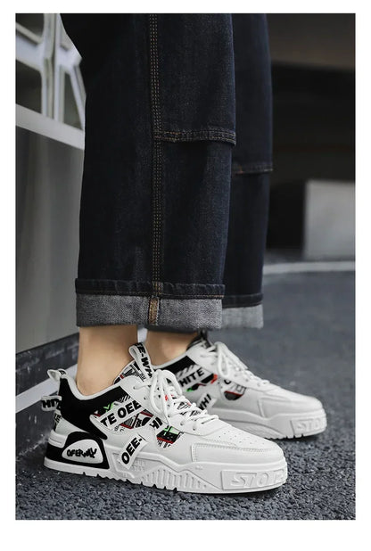 Zapatillas de hombre tipo skate para verano, en cuero, informales y de moda, para exterior, running, deporte, senderismo y tenis, con plataforma, diseño de lujo