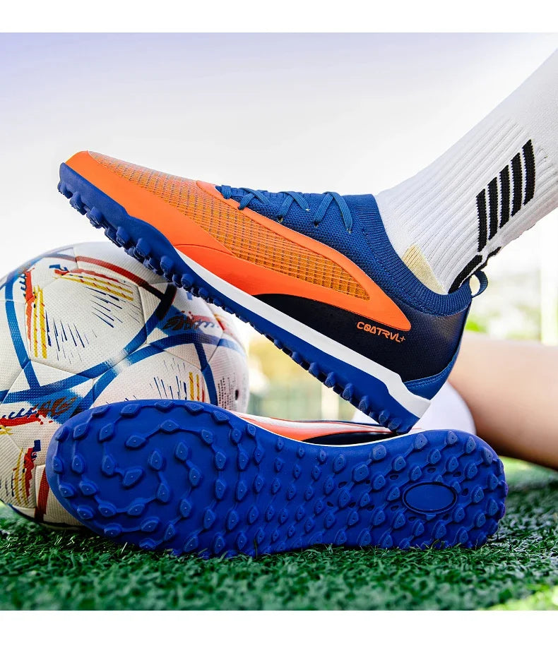 Nuove scarpe da calcio da uomo per esterno, traspiranti, antiscivolo, con tacchetti lunghi, per allenamento e partita, comode anche per ragazzi