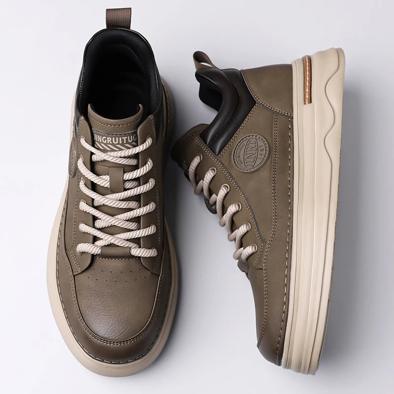 High Quality Men's Casual Leather Thick Bottom Oxford Shoes Fashion Outdoor Flat Top Quality Oxford Shoes Handmade Walking Shoes