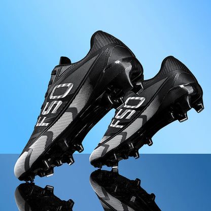 Unisex AG FG Soccer Shoes PU Woven Fabric Upper TPU Shockproof Sole Wear-Resistant Anti-Slip Teenager Competition Sneakers