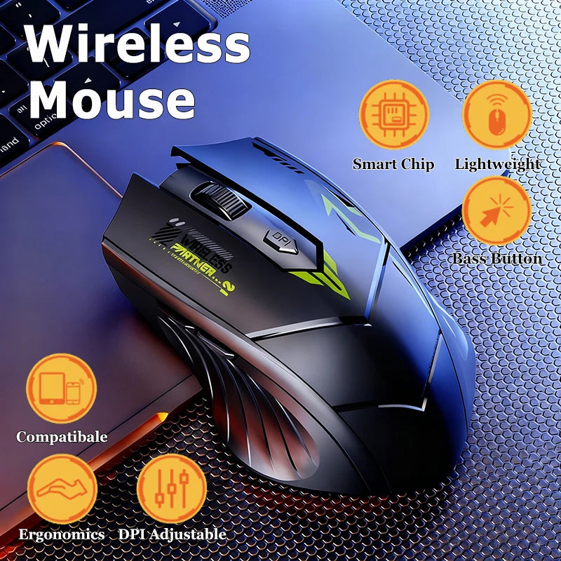 Wireless Gaming Mouse Dual Mode Bluetooth 2.4G DPI Adjustable Type-C Rechargeable Silent Ergonomic Mouse Durable Battery