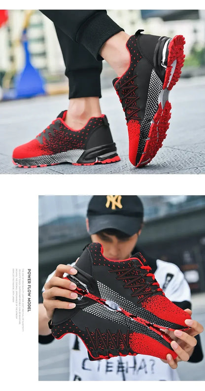 2025 Thick-Soled Sports Shoes Youth Mesh Breathable Running Shoes Trendy Spring Summer Korean Large Black and White Shoes Walk