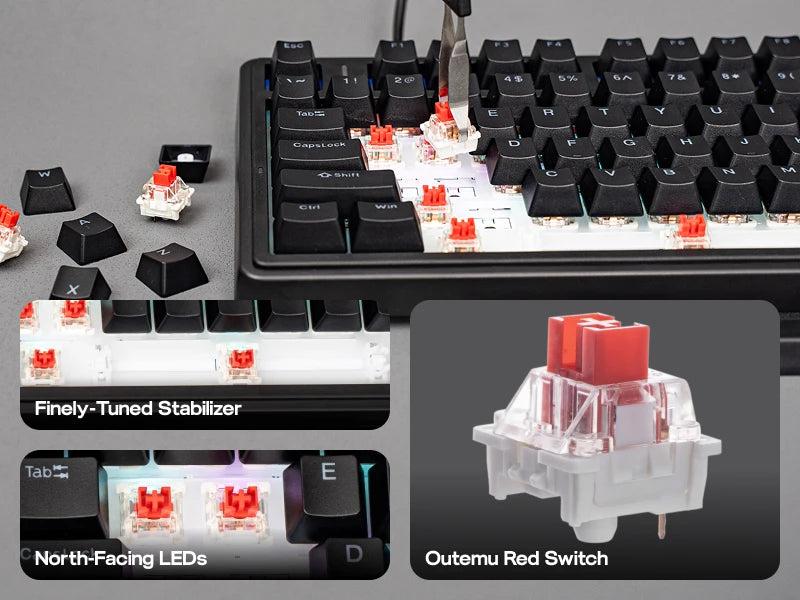 EPOMAKER x AULA F75 kabelgebundene mechanische Hot-Swap-Tastatur 75% ANSI US-Layout mit Gasket-Mount und Drehregler für Mac/WIN/Android