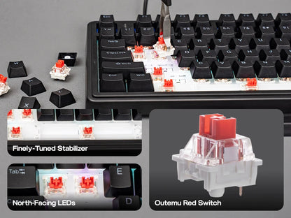 EPOMAKER x AULA F75 kabelgebundene mechanische Hot-Swap-Tastatur 75% ANSI US-Layout mit Gasket-Mount und Drehregler für Mac/WIN/Android