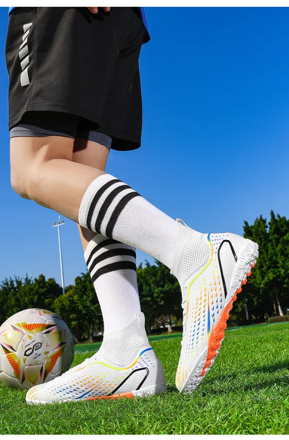 Zapatillas de fútbol para hombre, botas de fútbol profesionales para césped y futsal, unisex, para partidos en césped y entrenamiento al aire libre, tacos antideslizantes y transpirables