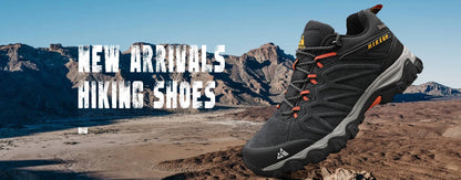HIKEUP High-Quality Leather Hiking Shoes, Durable Outdoor Sport Men Trekking Leather Shoes, Lace-Up Climbing Hunting Sneakers