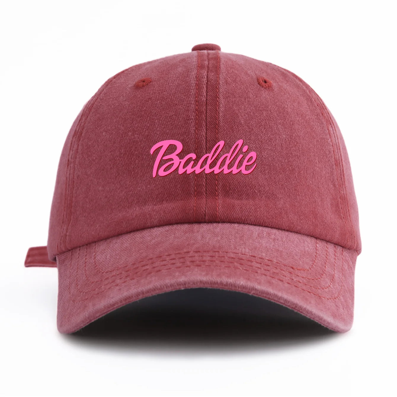 1pc Baddie Print Washed Baseball Cap for Adults,  Minimalist Retro Style Casual Soft Adjustable Dad Hat, Perfect As Gift