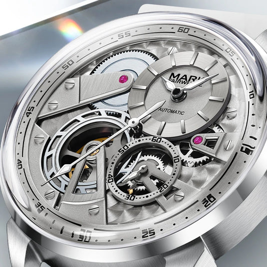 MARK FAIRWHALE Business Automatic Mechanical Watch 46MM Stainless Steel Luxury Men's Watch