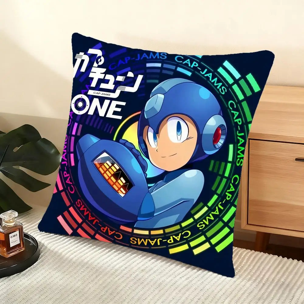 Game R-Rockman Megamans Cushion Cover Soft Short Plush Pillow Cover Smooth Cozy Texture Aesthetic Cushion Case Home Decor