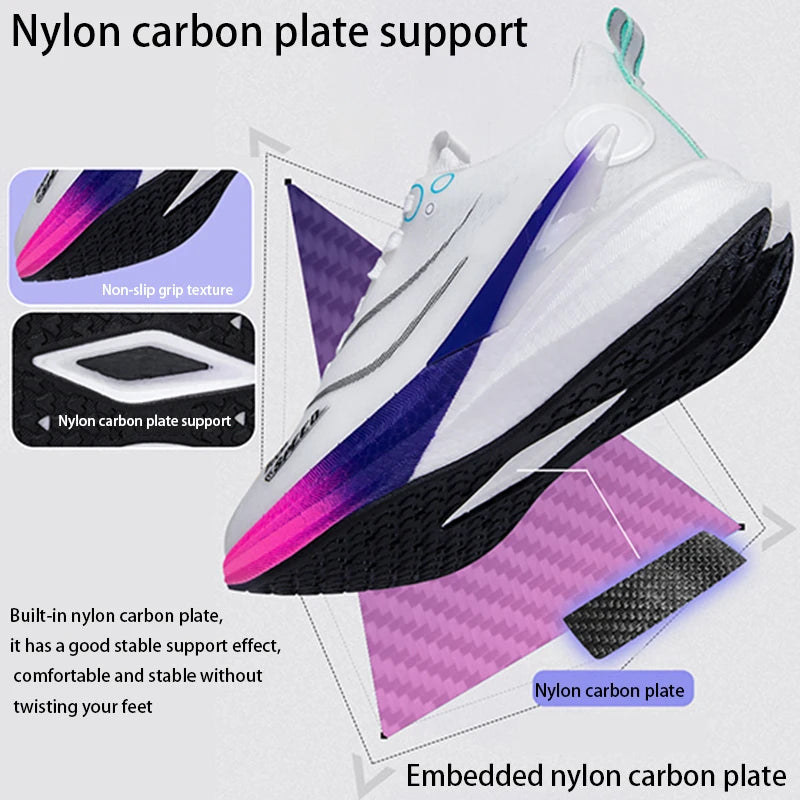Men's Carbon Board Running Shoes Marathon Long-Distance Running Sports Shoes Support Stable Casual Women's Breathable Running Shoes