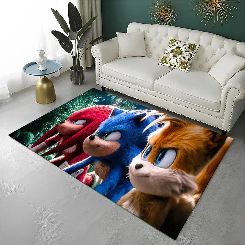 Classic Game S-Sonic Cartoon Non-Slip Area Rug for Living Room,Bedroom,Playroom,Soft Carpet Floor Mat Home Decor Rug Kids Room