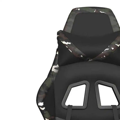 Gaming Chair Massage Footrest Black & Camouflage 67X64X116-127 cm in Imitation Leather, 360 Adjustable Reclining Seat ° Load Capacity 110 kg