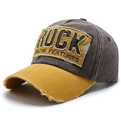Hochwertige Baseballkappe aus Baumwolle mit ROCK-Schriftzug-Stickerei für Damen und Herren – Gorras Snapback Outdoor-Sport-Sonnenhut