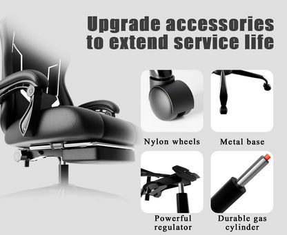 Ergonomic Gaming Chair, Electronic Gaming Chair With Pocket Spring Pad And Footrest, Height Adjustable Computer Chair
