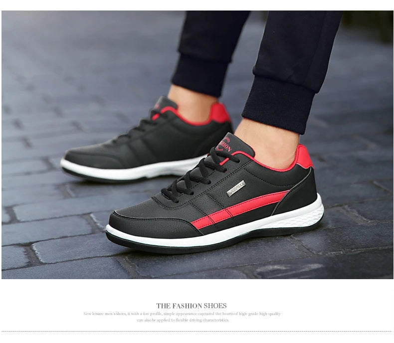 YRZL Herren-Schuhe Frühling Herbst Wasserdichte Walking-Sneaker Freizeit-Herren-Ledersportschuhe Rutschfeste Tennis-Schuhe für Herren
