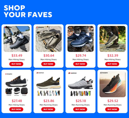 Baasploa Men Hiking Shoes Outdoor Climbing Mesh Breathable Travel Walking Shoes Male Non-Slip Wear Resistant Comfortable Sneaker