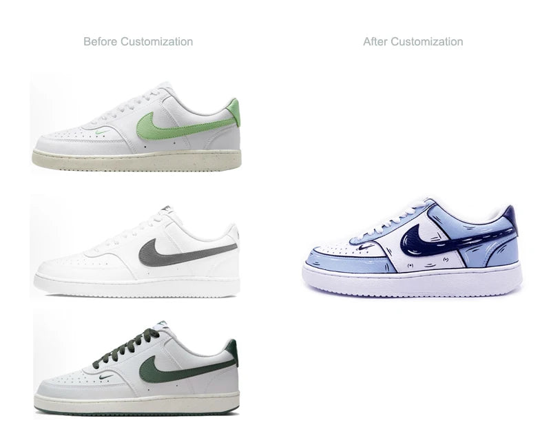 Custom Sneakers Custom Sneakers NIKE COURT VISION Messy Line Design Couple Matching Shoes Unisex Low-Top Skate Retro Shoes