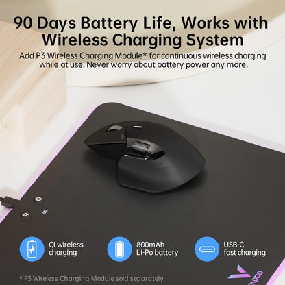 Rapoo MT760L/MT760M Multi-mode Rechargeable Wireless Mouse Ergonomic 4000 DPI Support Up to 4 Devices Bluetooth Mouse