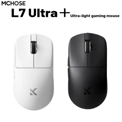 MCHOSE L7 Ultra+ vidutinė–didelė delninė žaidimų pelė, e. sportui, Paw3950, belaidė, trijų režimų, lengva, biuro, dvigubos pavaros kompiuterio pelė