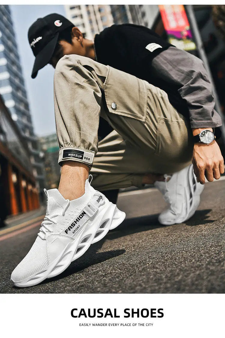 Zapatillas deportivas casual moradas de moda en oferta para mujer y hombre, calzado running con suela tipo blade, talla grande 48, ligeras y transpirables, zapatillas deportivas de malla para hombre