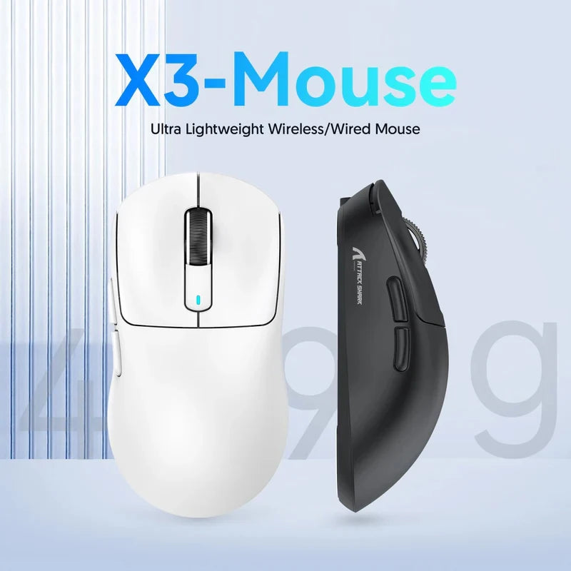 Mouse ATTACK SHARK X3 trimodo 1K Hz, mouse inalámbrico Bluetooth X3Pro 4K Hz ligero, PAW3395, velocidad móvil 650IPS