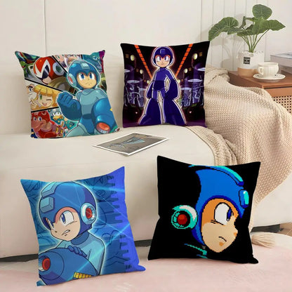Game R-Rockman Megamans Cushion Cover Soft Short Plush Pillow Cover Smooth Cozy Texture Aesthetic Cushion Case Home Decor