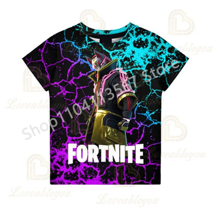 Młodzieżowa koszulka F-Fortnited inspirowana grą battle, dla dorosłych, z krótkim rękawem, letni T-shirt dla nastolatków, chłopców i dziewcząt