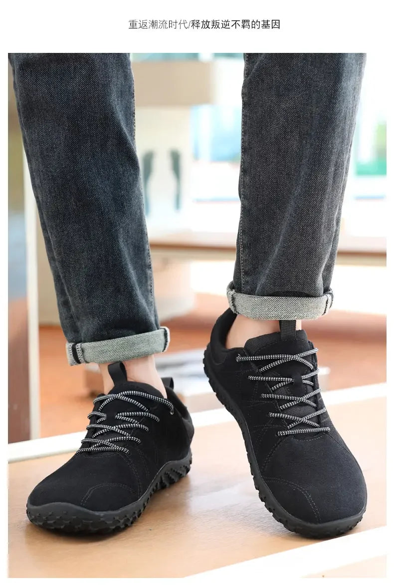 Suede Leather Shoes PU Fabric Wide Toe Shoe Anti-slip Hiking Shoe Workwear Men's Sports Shoes Women's Outdoor Walking Shoes