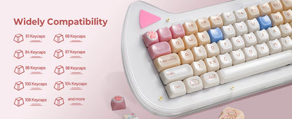 Keycaps XVX 148 Teclas Tema Gato Perfil MAO Keycap Coreana Brilhante e Fofa para Teclado 61 64 68 78 87 96 98 104 108