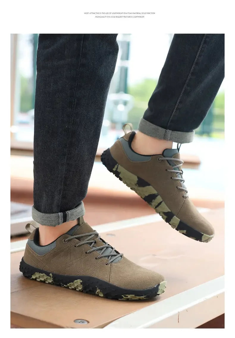 Suede Leather Shoes PU Fabric Wide Toe Shoe Anti-slip Hiking Shoe Workwear Men's Sports Shoes Women's Outdoor Walking Shoes