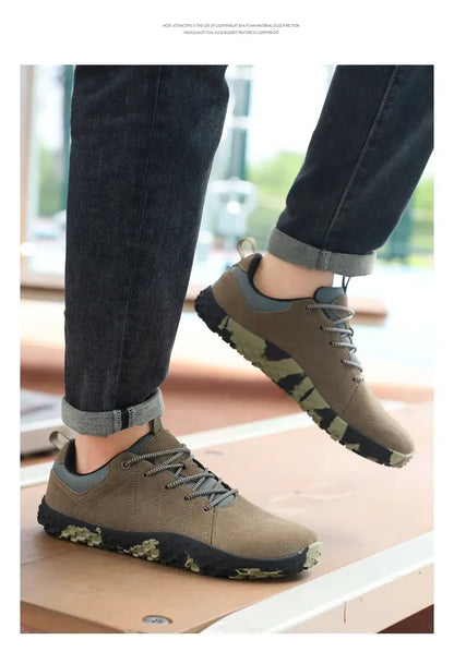 Suede Leather Shoes PU Fabric Wide Toe Shoe Anti-slip Hiking Shoe Workwear Men's Sports Shoes Women's Outdoor Walking Shoes