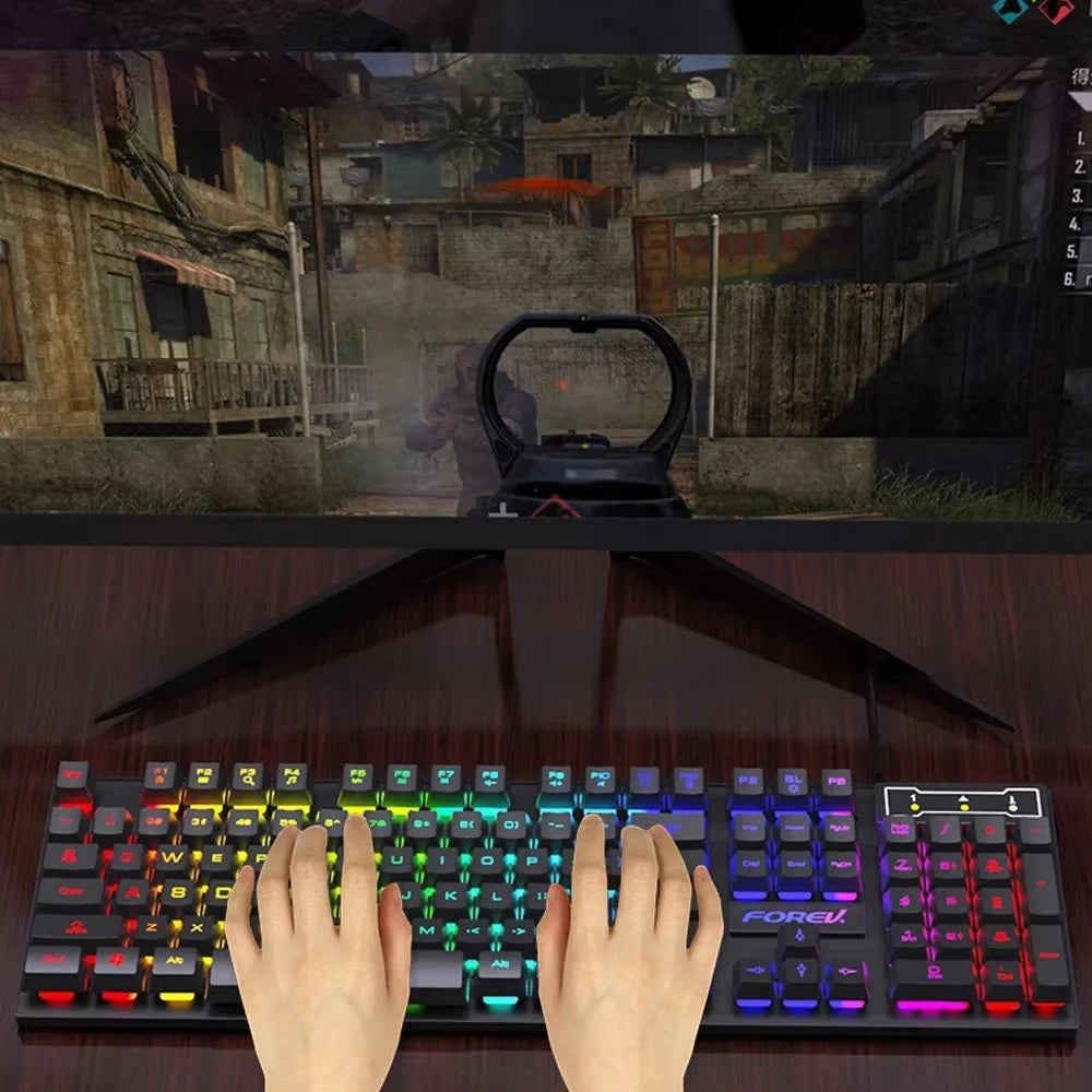 104 Keys USB Wired Keyboard RGB Mechanical Gaming Keyboard Ergonomic Esports Keyboard Computer Accessory for Laptop Macbook