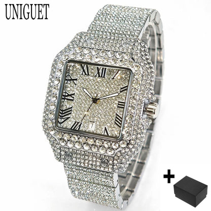 Hot Fashion Luxury Brand UNIGUET Womens Watch Elegant Pink Diamond Small Dial BlingBling Quartz Ladies Mini Iced Wristwatch Gift