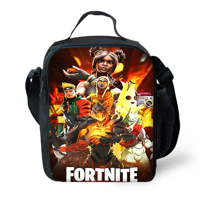 Isolierte große F-FortniteS-Kühltasche für Kinder mit viel Fassungsvermögen, für Jungen, Mädchen und Schüler, für Outdoor-Picknicks, wiederverwendbare Thermo-Lunchbox
