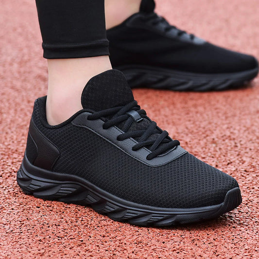 Men's casual sports shoes men's shoes black mesh breathable running shoes men's soft bottom light flat bottom work shoes