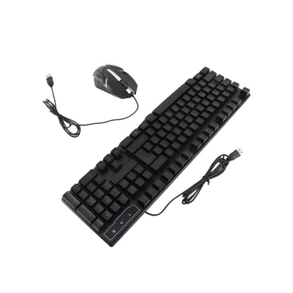 Combo gaming 4 pezzi tastiera e mouse, tastiera ergonomica 104 tasti, mouse con luce breathing a 4 colori, cuffie e tappetino per mouse antiscivolo