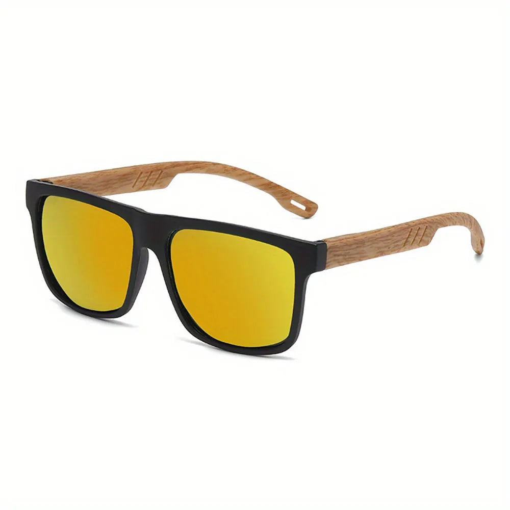 1/2pcs New Square Casual Sunglasses Wood Grain Spring Hinges UV400 Protection Unisex Outdoor Daily Eyewear