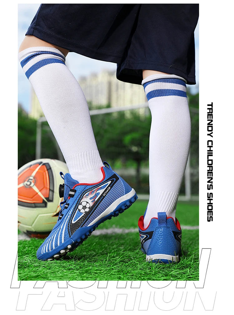 Children's Rotating Buckle Sneakers Students Competition Training Football Shoes Fashionable Lightweight Anti-slip Footwear
