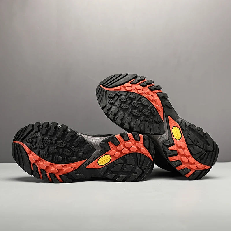 HIKEUP High-Top Men Hiking Boots Winter Outdoor Shoes Lace-Up Non-slip Outdoor Sports Casual Trekking Boots Men Waterproof Suede