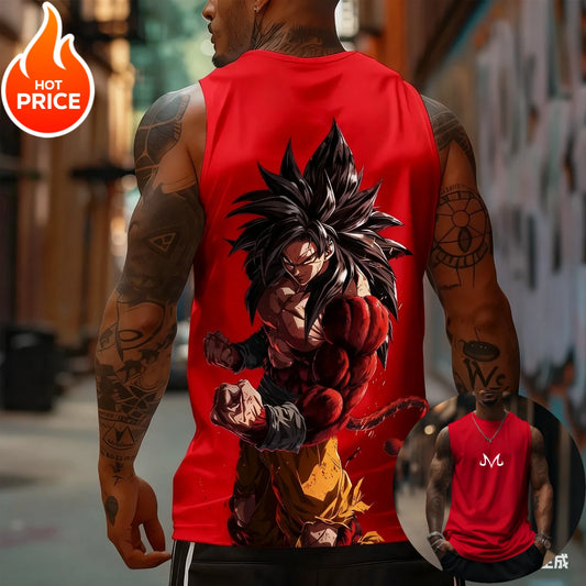 Son Goku Anime Dragon Ball Super Saiyan Harajuku Spring Summer Tank Top Casual Sports Fitness Pure Cotton Sleeveless Shirt Y2K