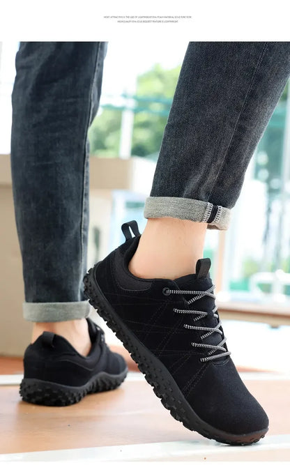 Suede Leather Shoes PU Fabric Wide Toe Shoe Anti-slip Hiking Shoe Workwear Men's Sports Shoes Women's Outdoor Walking Shoes