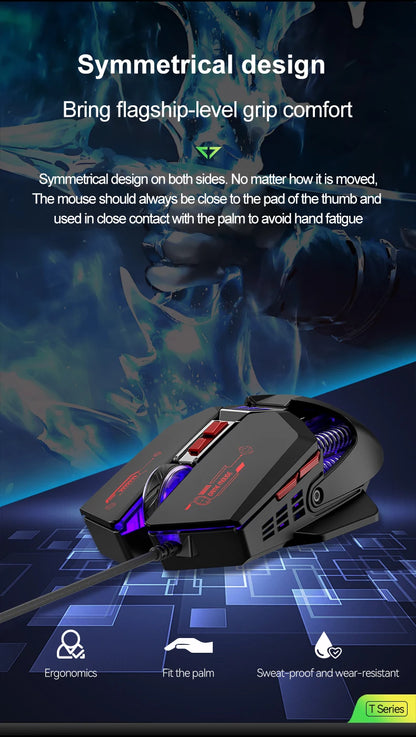 1K Hz Gaming Mouse Wired APAYADO T4 RGB Mouse with Ultra-light Cord 60IPS,12800DPI for Laptop/Computer