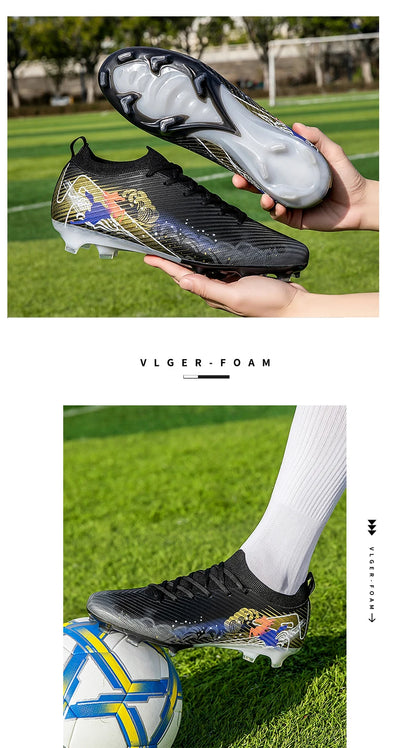 New Men Football Boots Soccer Cleats FG Non-Slip Training Shoes Soccer Shoes Long Spikes Match Ultralight Outdoor Drop Shipping