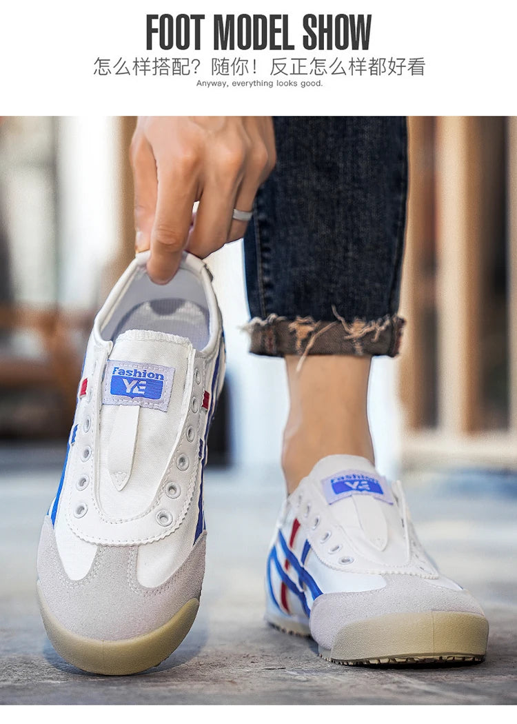 Men's Classic Running Shoes Lace-Up Flat Bottom Sports Shoes Soft Sole Walking Gym Breathable Couple Casual Canvas Tennis Shoes