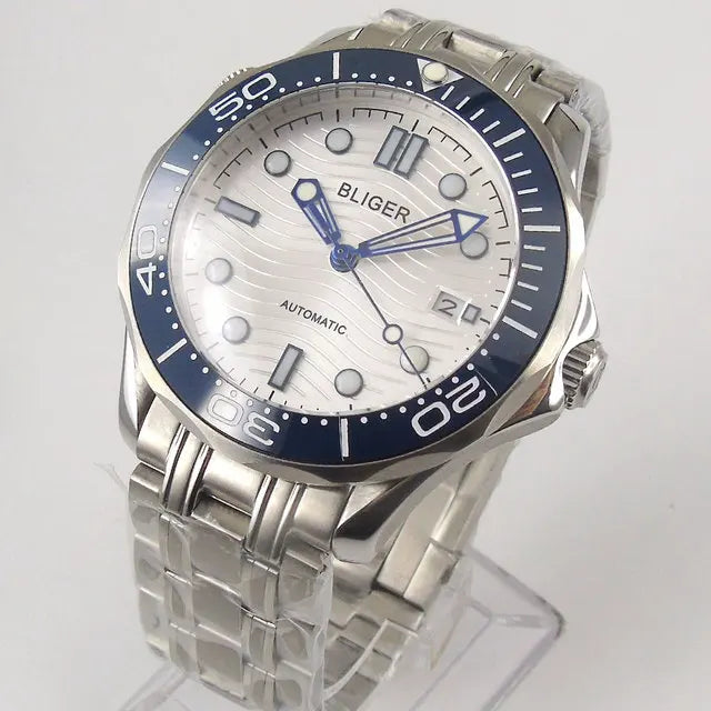 BLIGER Luxury 41mm Mechanical Men's Watch Sapphire Glass NH35AMIYOTA PT5000 Movement Steel Bracelet Ceramic Bezel Date Function