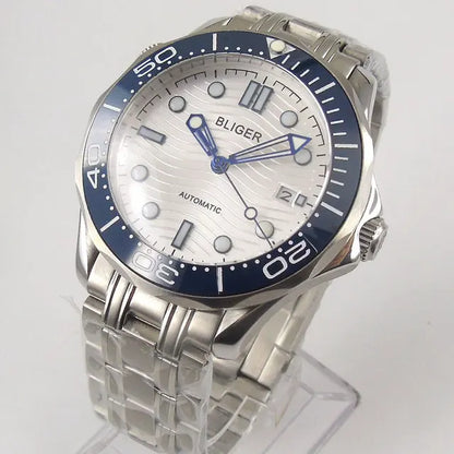 BLIGER Luxury 41mm Mechanical Men's Watch Sapphire Glass NH35AMIYOTA PT5000 Movement Steel Bracelet Ceramic Bezel Date Function
