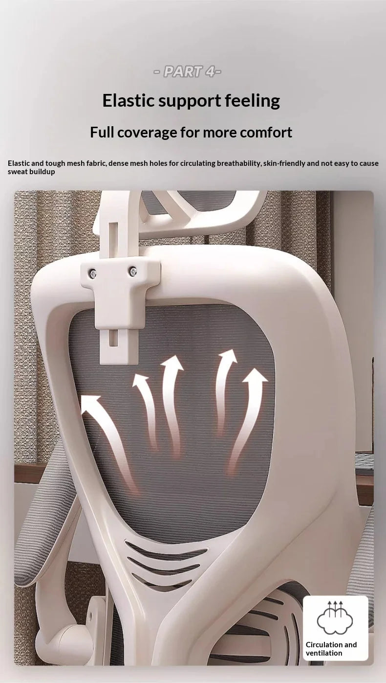 Ergonomic Office Chair Adjustable Lumbar Support Mesh High Back Swivel Computer Gaming Chair Reclining Armrest White Black