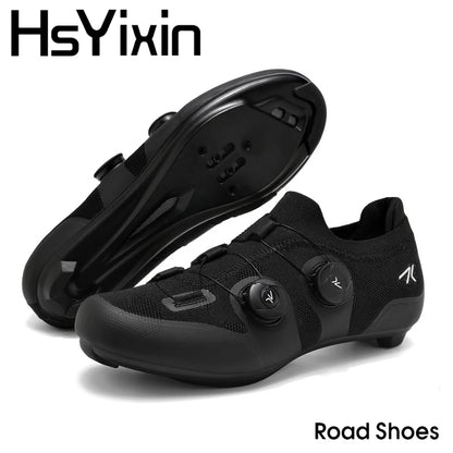 Cycling shoes road bike unisex, HsYixin breathable SPD self-locking non-slip racing road bike shoes flat MTB bicycle sneakers