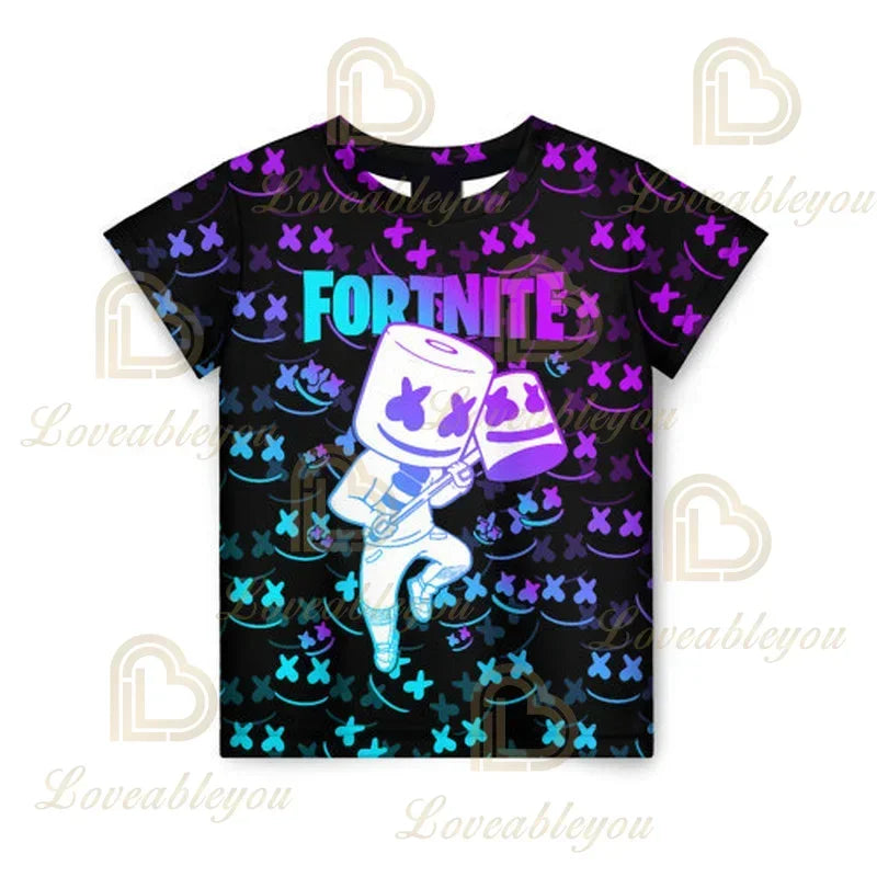 Fortnite 3D Printed Short Sleeve T-Shirt Game Cartoon Print Battle Royale Adult Kid Clothes Kids T-shirt Harajuku T-shirt